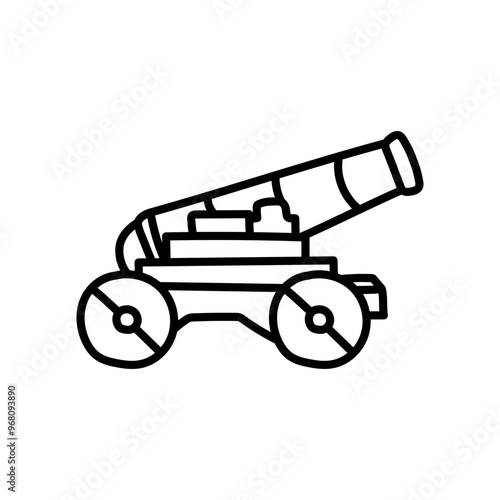 Big Gun Cannon Outline Icon, Vector illustration