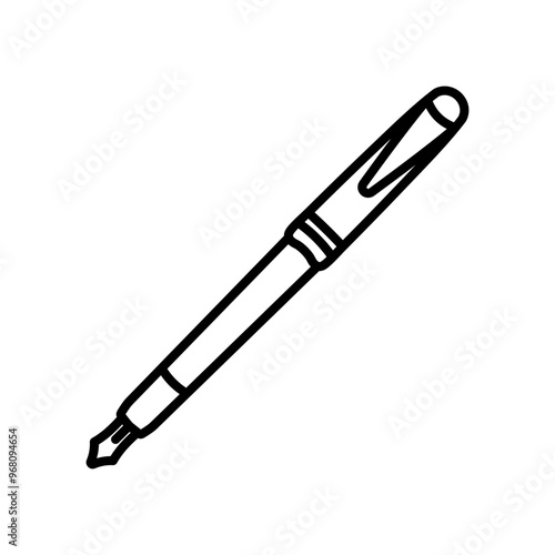 Fountain Pen Outline Icon, Vector illustration