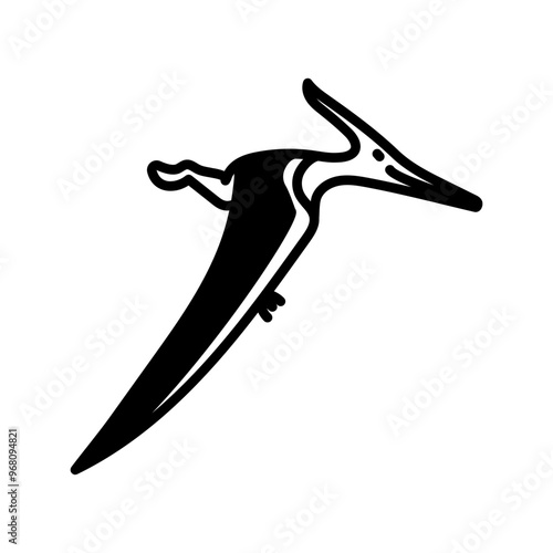 Pteranodon Glyph Icon, Vector illustration