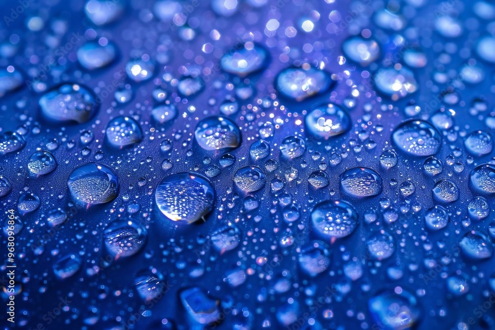 close-up shot of shimmering sapphire droplets against a festive bokeh background. close-up shot of shimmering sapphire droplets against a festive bokeh background.