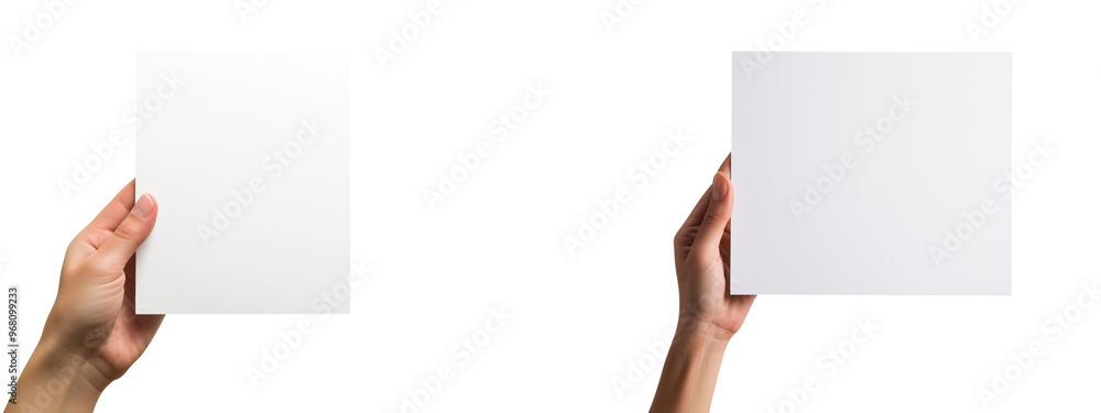 set of A hand holding a blank sheet of paper, isolated against on a transparent background set of A hand holding a blank sheet of paper, isolated against on a transparent background