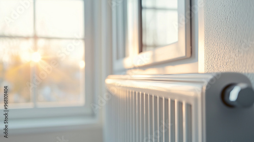 Wallpaper Mural Closeup of Modern Radiator: Central Heating System Providing Warmth and Comfort During Winter in a Home or Apartment. photo Torontodigital.ca