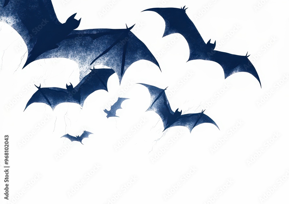 Fototapeta premium Three bats flying on white background spreading wings