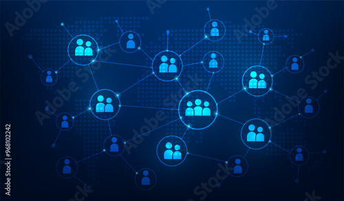 social network person icon human resources worldwide communication technology background.
