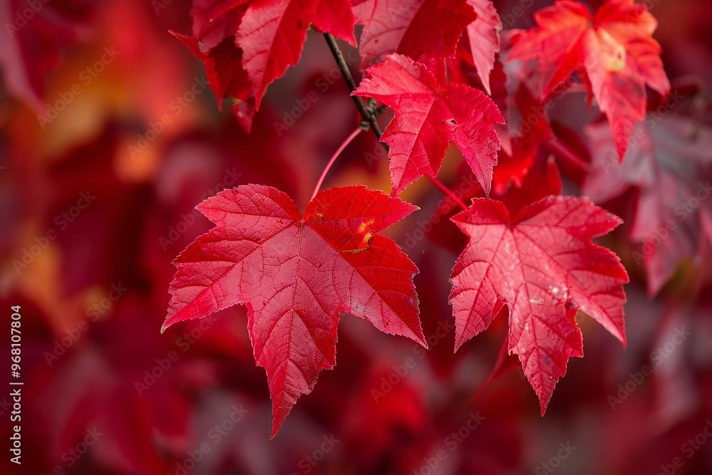 close-up photo of vibrant red autumn foliage against a simple background. close-up photo of vibrant red autumn foliage against a simple background.