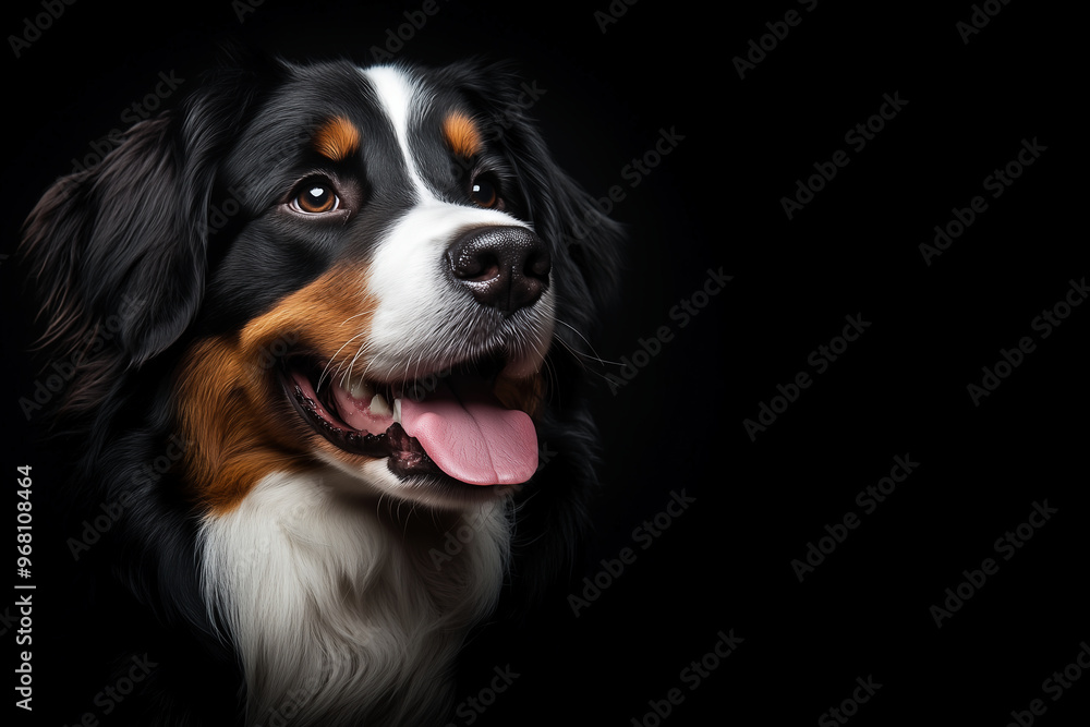 bernese mountain dog black backgroud,like studio photography. bernese mountain dog black backgroud,like studio photography.