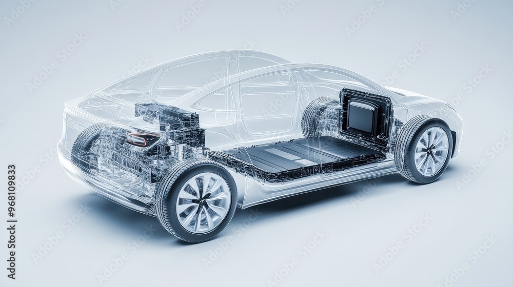 Cross-Section View of an Electric Car Cross-Section View of an Electric Car