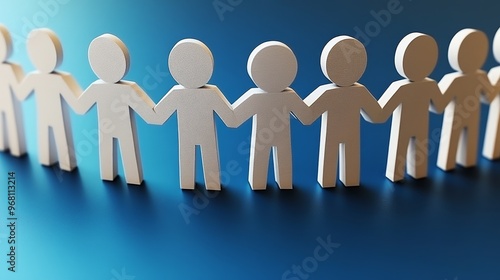 Wallpaper Mural A creative depiction of unity and teamwork with paper people holding hands against a gradient background. Torontodigital.ca