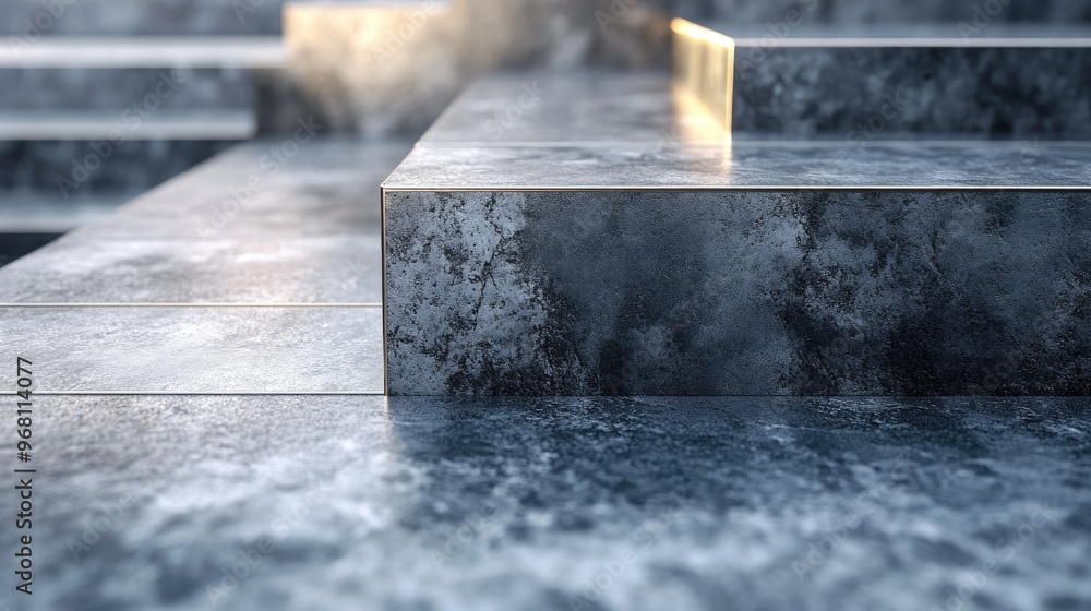 Elegant abstract background featuring metal textures combined with stone marble and granite 3D illustration and rendering Elegant abstract background featuring metal textures combined with stone marble and granite 3D illustration and rendering