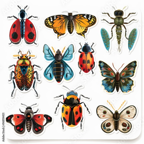 A sticker sheet with a focus on insects and bugs