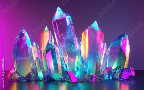 Abstract iridescent gemstone backdrop for showcasing beauty and fashion products 3D rendering photo