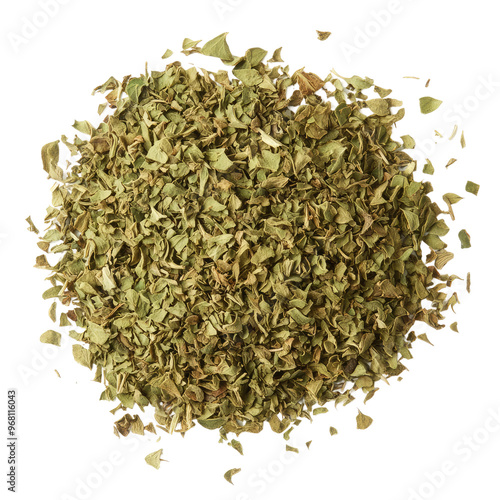 Dried oregano leaves, a popular herb used in cooking.