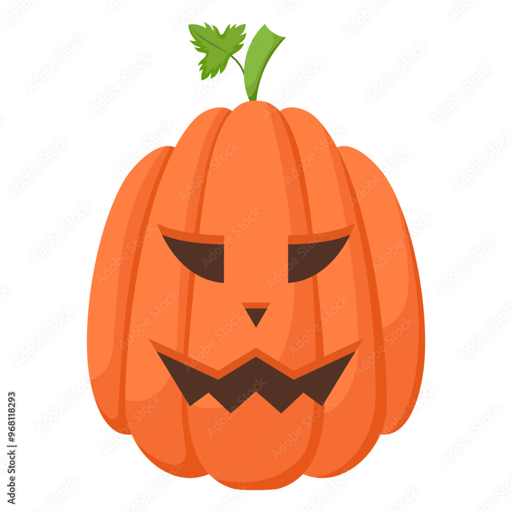 Spooky Halloween pumpkin with angry face expression. Vector illustration of cartoon character. Hand drawn colorful autumn pumpkin isolated on white background. Spooky Halloween pumpkin with angry face expression. Vector illustration of cartoon character. Hand drawn colorful autumn pumpkin isolated on white background.