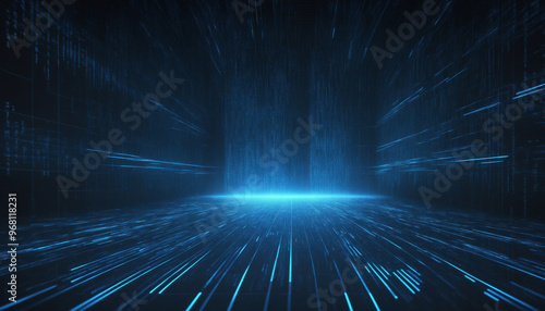 Wallpaper Mural Fond matrice code binaire 3D bleu technologie scientifique informatique cloud data réseau Internet connexion moderne. Torontodigital.ca