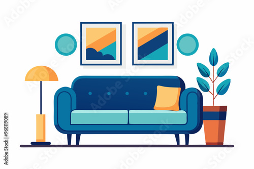 sofa and pillows. sofa vector illustration and artwork on a white background 