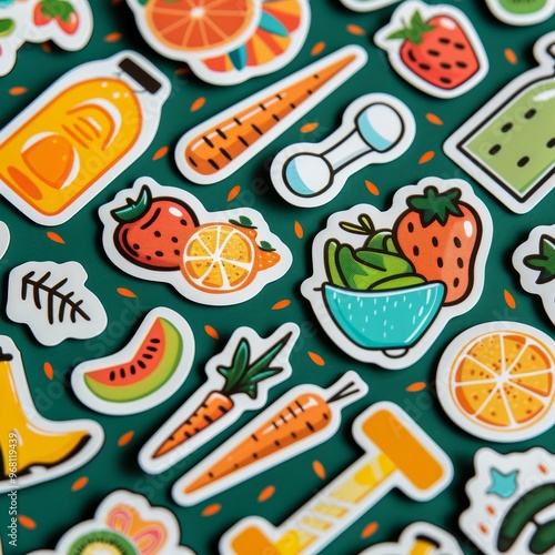 A sticker sheet inspired by fitness and wellness