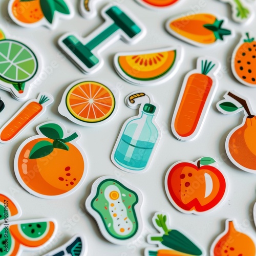 A sticker sheet inspired by fitness and wellness