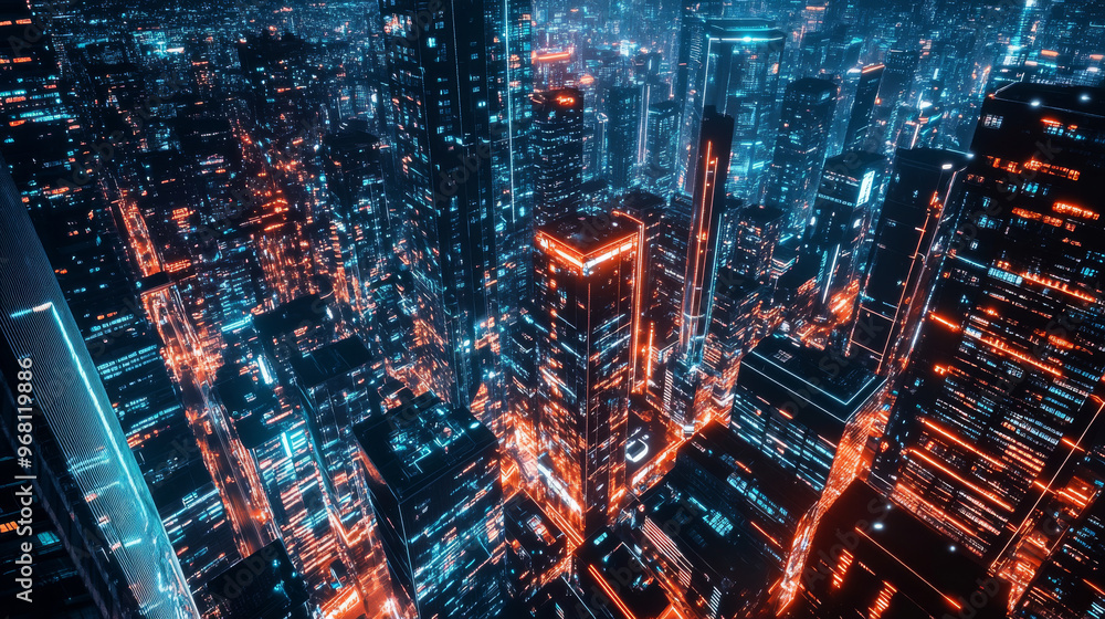 A dazzling city at night, with shiny skyscrapers lit up. A perfect backdrop for showcasing new technology. A dazzling city at night, with shiny skyscrapers lit up. A perfect backdrop for showcasing new technology.