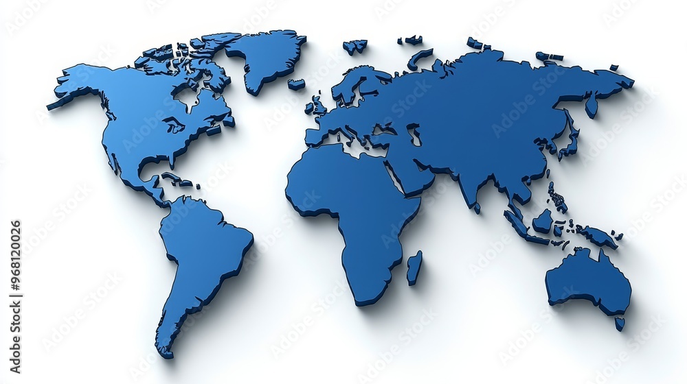 Stylized blue world map illustrating continents, perfect for travel, geography, education, or global concepts. Stylized blue world map illustrating continents, perfect for travel, geography, education, or global concepts.