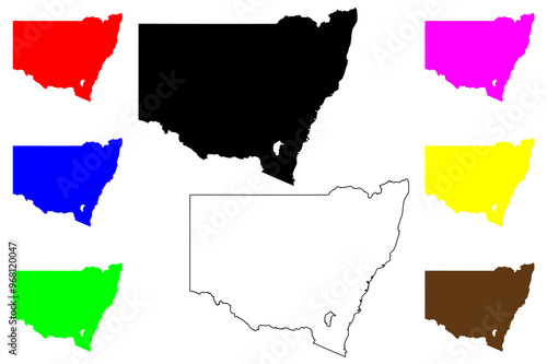 New South Wales (Australian states and territories, NSW) map vector illustration, scribble sketch New South Wales map