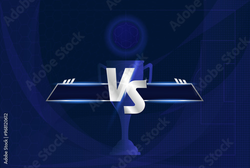 Champions League Banner. Sports background with space to present opposing football teams. Advertising of team competitions and games. Athletes Championship. Realistic neon vector illustration