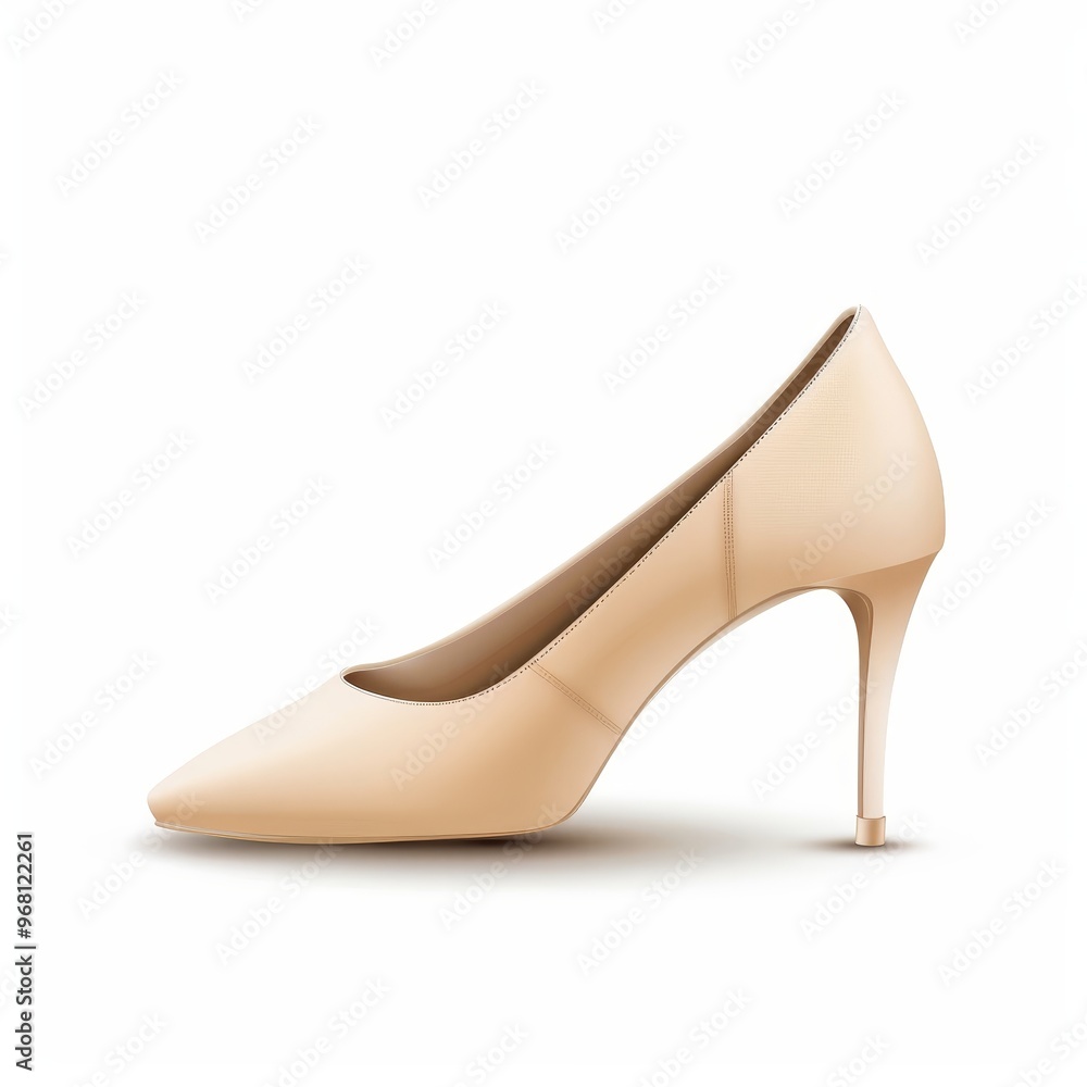 Tan court shoes, fashion element, detailed vector illustration, neutral color, isolated on white background. Tan court shoes, fashion element, detailed vector illustration, neutral color, isolated on white background.