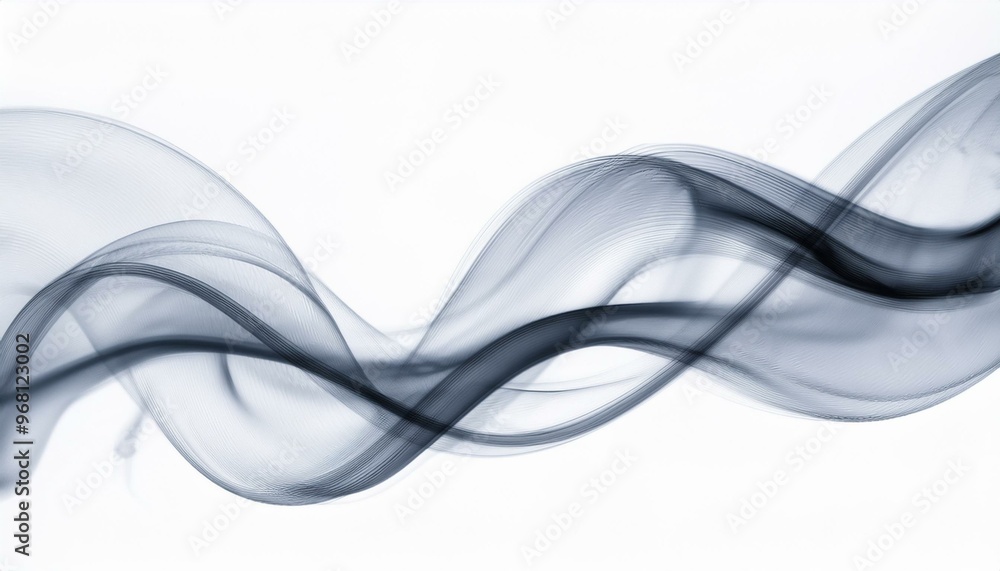 Fototapeta premium An abstract smoke wave, sharp at the center and diffusing toward the edges, isolated on a wh