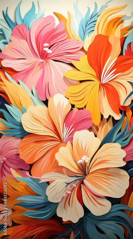Paper flower art with vibrant colors Paper flower art with vibrant colors
