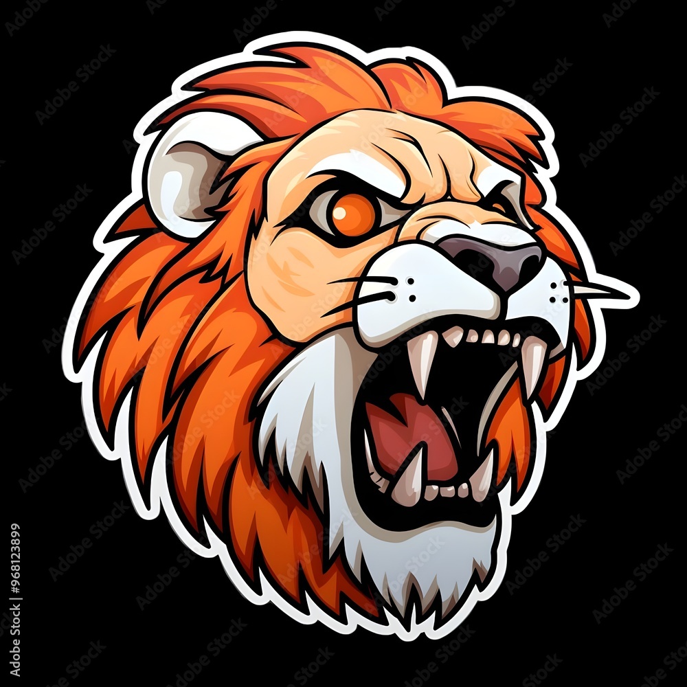Obraz premium STICKER WITH A STRANGE FACE OF A LION