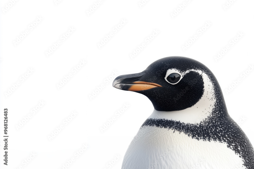 Naklejka premium Close up of penguin head isolated on white background