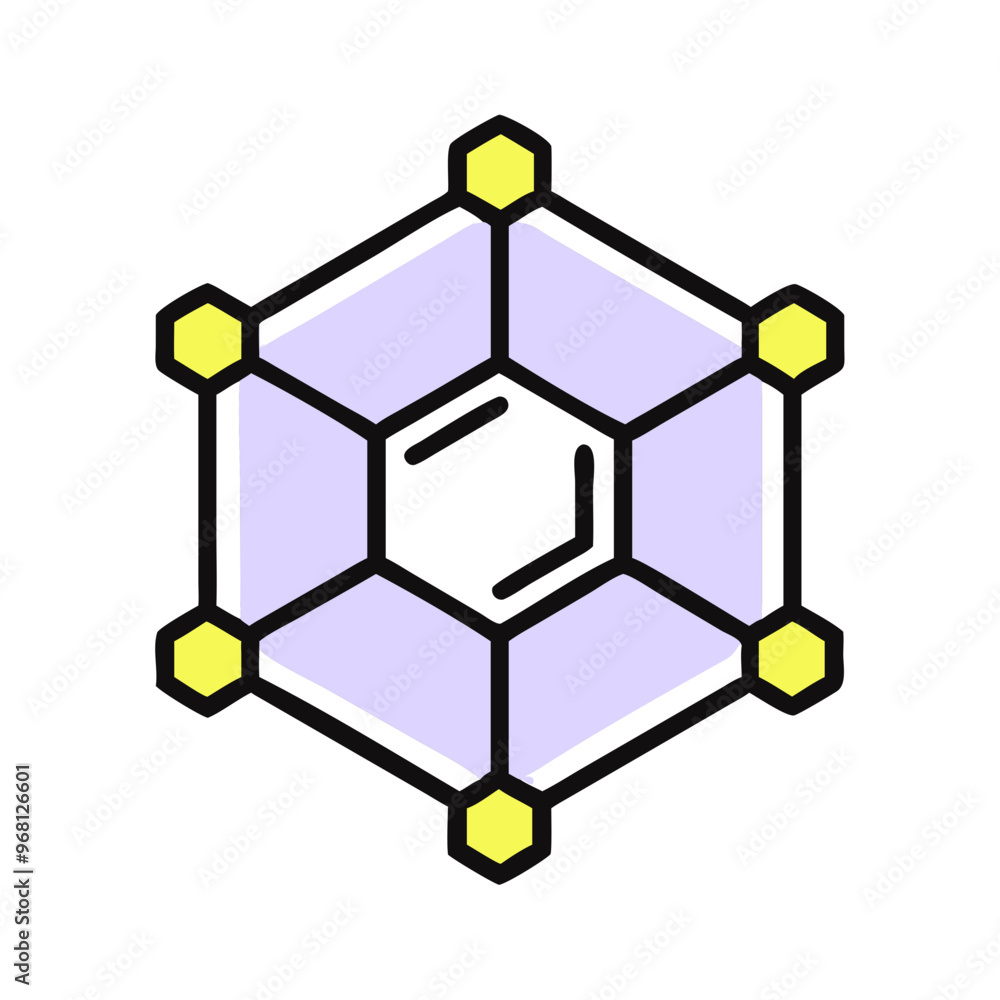 Purple Hexagonal Molecule Structure Icon in Flat Design Style for Chemistry and Molecular Science Purple Hexagonal Molecule Structure Icon in Flat Design Style for Chemistry and Molecular Science