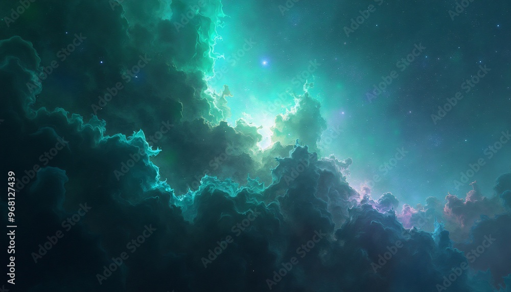 Obraz premium celestial nebula with prismatic light effects and abstract textures