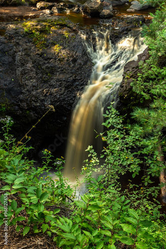 Snake Pit Falls in the morning light.  Amnicon Falls State Park, South Range, Wisconsin, USA. photo