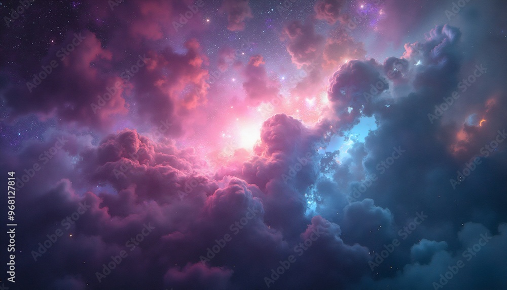 Fototapeta premium dynamic cosmic nebula with abstract colorful light