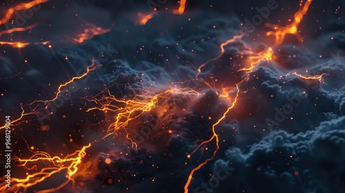 Abstract Lightning Storm in a Cosmic Sky