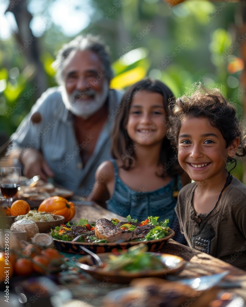 family gathered in a backyard, laughing and enjoying a meal together family gathered in a backyard, laughing and enjoying a meal together
