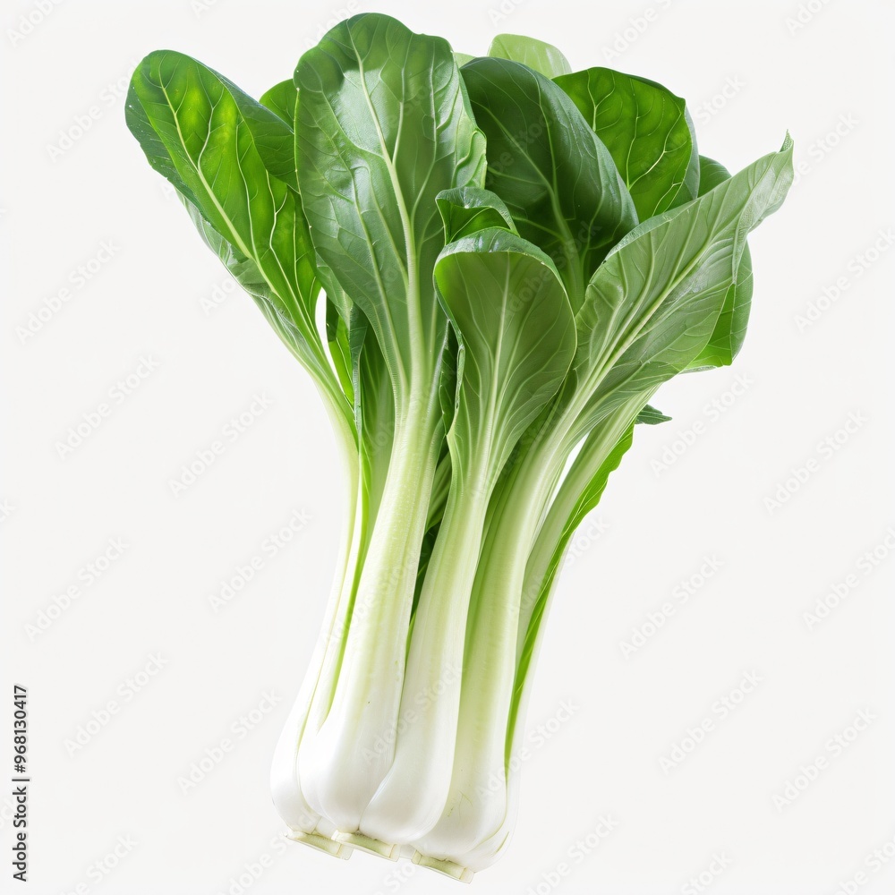 Fresh and Vibrant Green Bok Choy Leaves in an Isolated Natural Setting Fresh and Vibrant Green Bok Choy Leaves in an Isolated Natural Setting