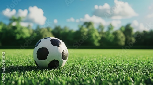 Soccer Ball on a Green Field