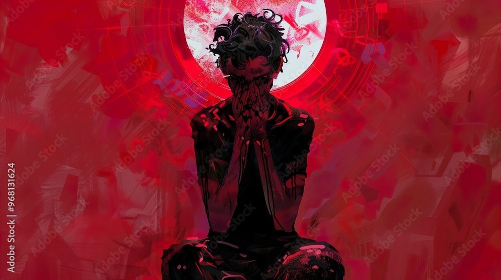 Silhouette of a Figure in a Red Dream Silhouette of a Figure in a Red Dream