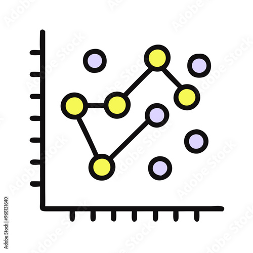 Colorful Scatter Plot Graph Icon with Yellow and Purple Dots for Data Visualization