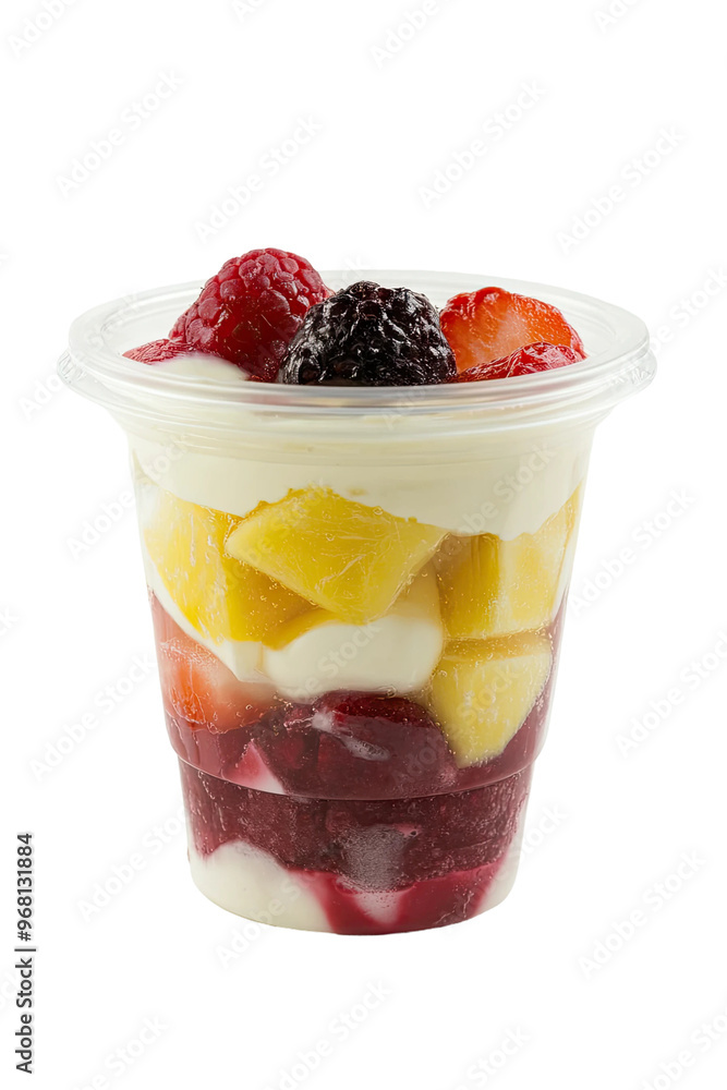 A delicious parfait with layers of pineapple, yogurt, and mixed berries. A delicious parfait with layers of pineapple, yogurt, and mixed berries.