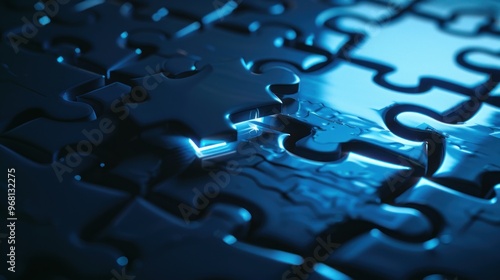 Blue Puzzle Pieces Interlocking