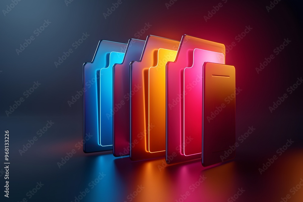 Vibrant Neon File Folders in a Modern Digital Environment Vibrant Neon File Folders in a Modern Digital Environment