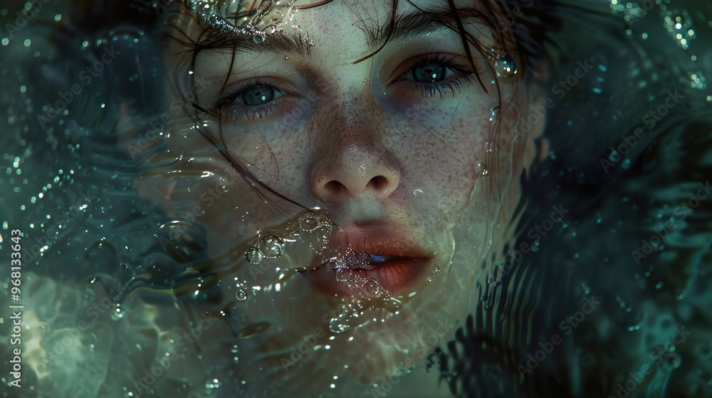 Woman Underwater Portrait: Beauty and Mystery Woman Underwater Portrait: Beauty and Mystery