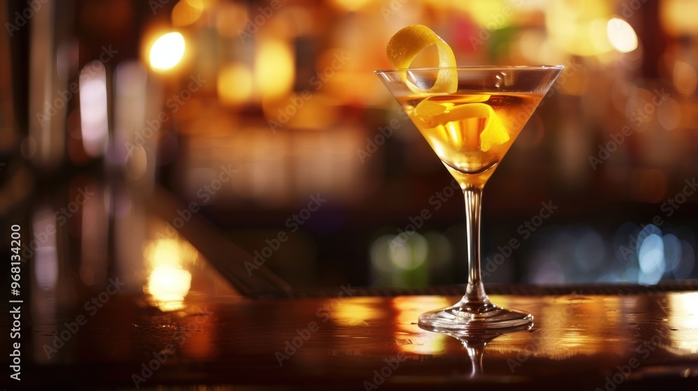 A refreshing drink in a martini glass with a lemon twist A refreshing drink in a martini glass with a lemon twist