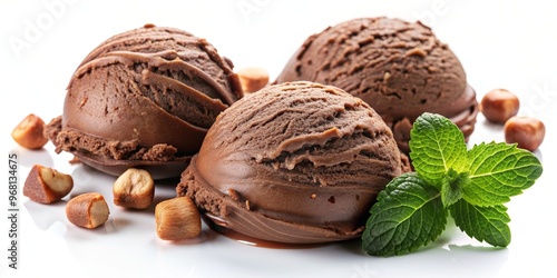 Chocolate Ice Cream with Mint and Hazelnuts, Chocolate ,Ice Cream, Hazelnut