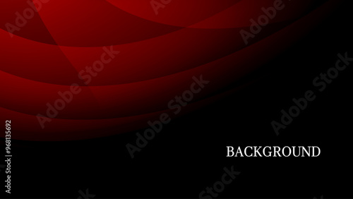 Red and black abstract background with geometric pattern and gradient shades, dynamic curve shapes