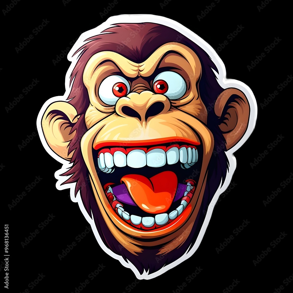 STICKER WITH A STRANGE FACE OF A MONKEY STICKER WITH A STRANGE FACE OF A MONKEY