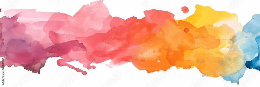 Obraz premium A vibrant watercolor painting with a gradient of colors from pink to blue, symbolizing creativity, growth, and the spectrum of emotions. Perfect for adding a touch of art and color to any design proje