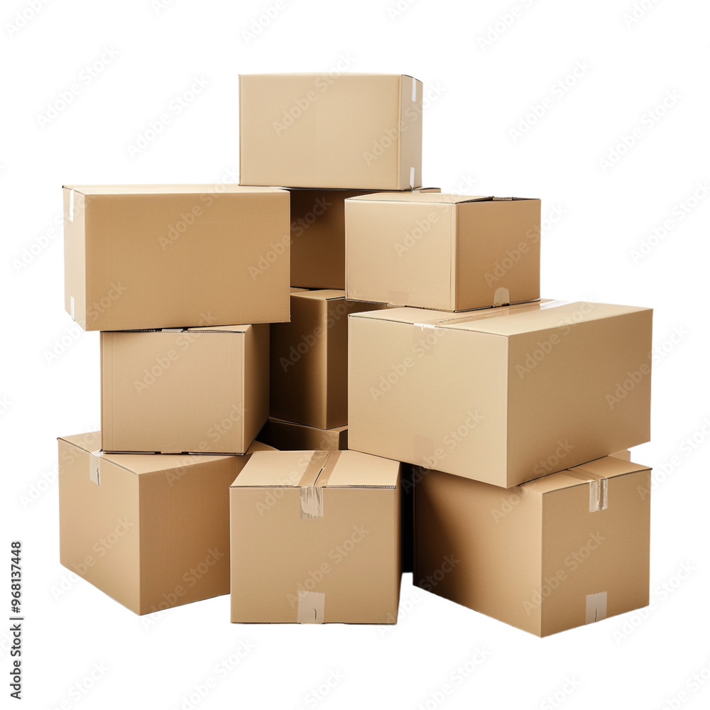 Boxes Stack for Delivery on Transparent Background - Ai Generated Boxes Stack for Delivery on Transparent Background - Ai Generated